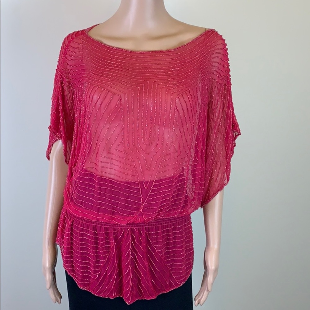 Parker Pink Beaded Blouse Tunic